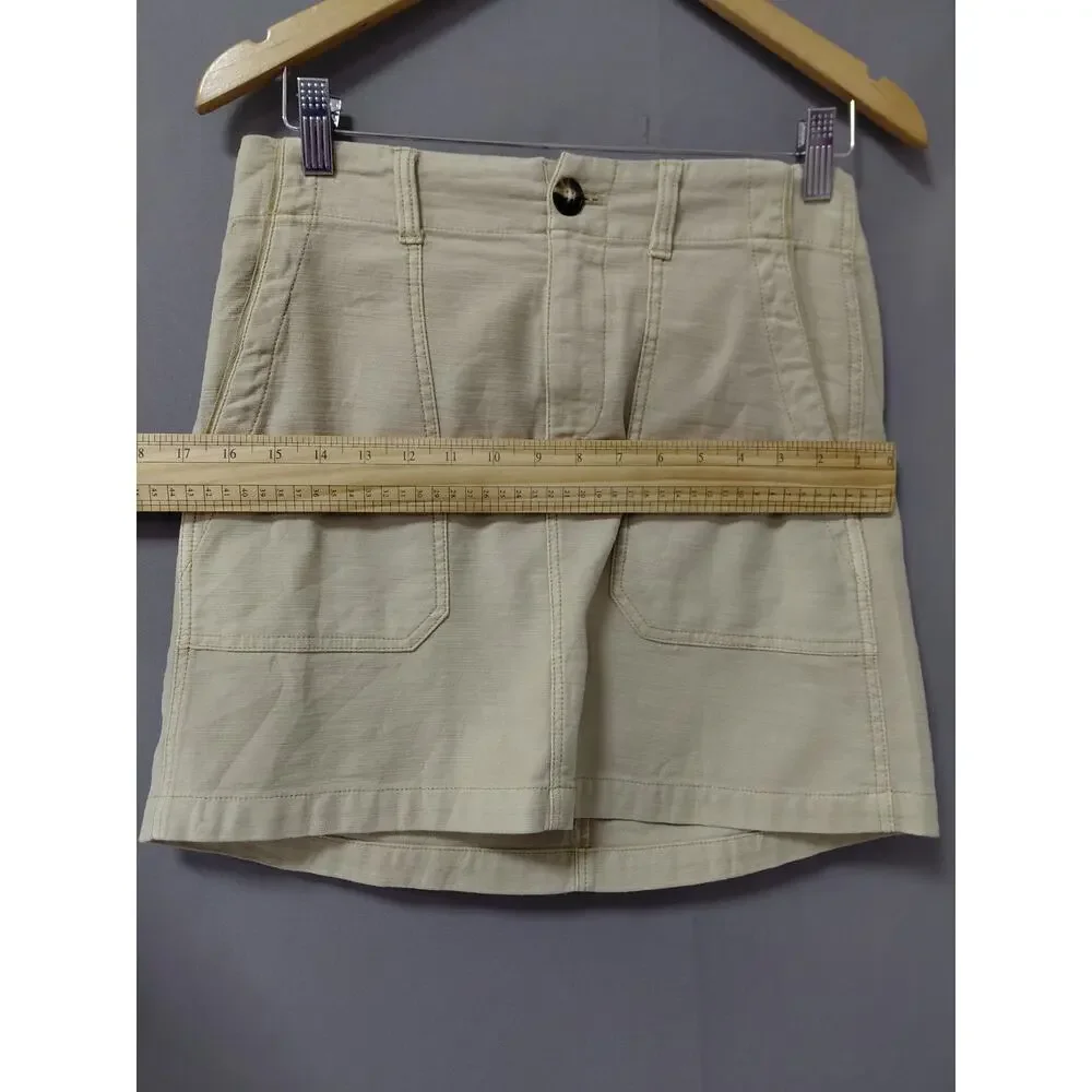 NWT Faherty Aurelia Beige Stretch Utility Pocket Mini Skirt Women Size 6